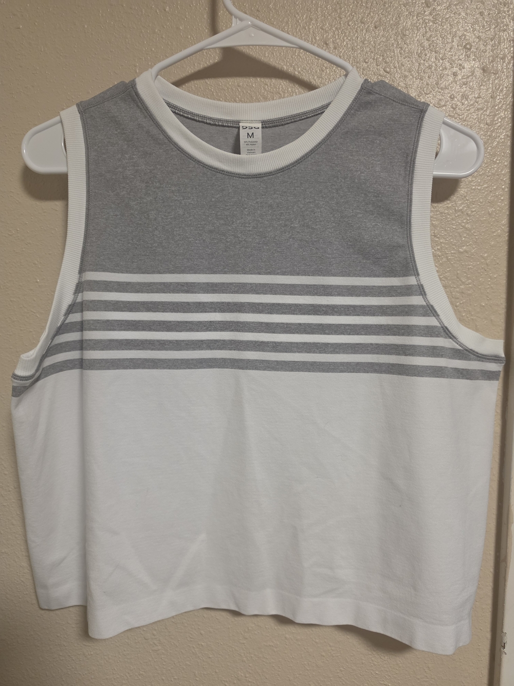 DSG Gray and White Striped Crewneck Tank